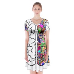 Brain Mind A I Ai Anatomy Short Sleeve V-neck Flare Dress by Pakrebo