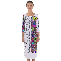 Brain Mind A I Ai Anatomy Quarter Sleeve Midi Bodycon Dress