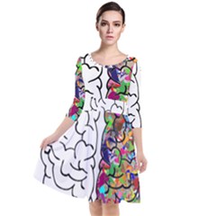 Brain Mind A I Ai Anatomy Quarter Sleeve Waist Band Dress