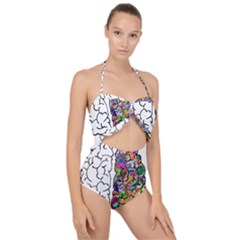 Brain Mind A I Ai Anatomy Scallop Top Cut Out Swimsuit by Pakrebo