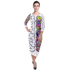 Brain Mind A I Ai Anatomy Quarter Sleeve Midi Velour Bodycon Dress