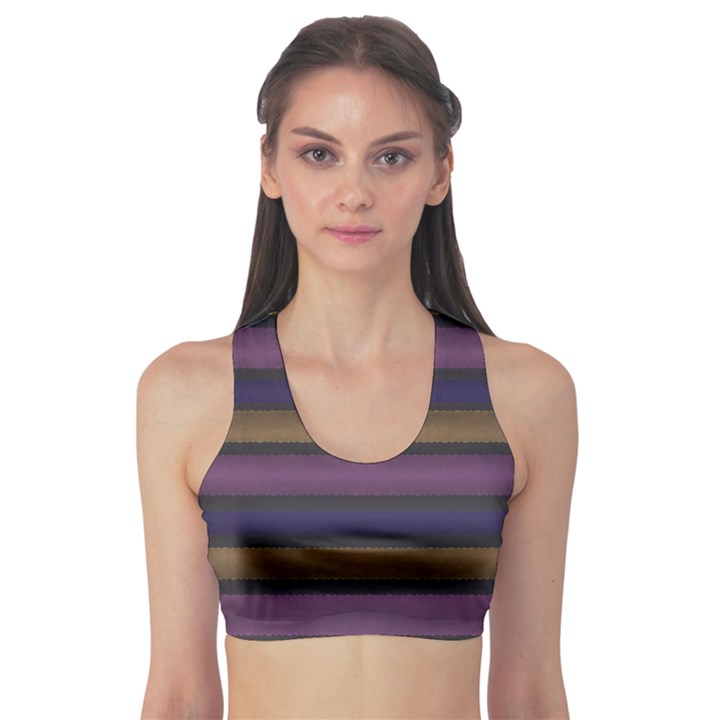 Stripes Pink Yellow Purple Grey Sports Bra