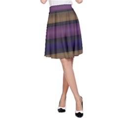 Stripes Pink Yellow Purple Grey A-line Skirt by BrightVibesDesign