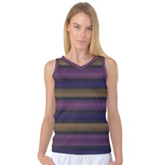 Stripes Pink Yellow Purple Grey Women s Basketball Tank Top by BrightVibesDesign