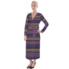 Stripes Pink Yellow Purple Grey Velvet Maxi Wrap Dress