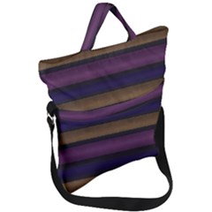 Stripes Pink Yellow Purple Grey Fold Over Handle Tote Bag