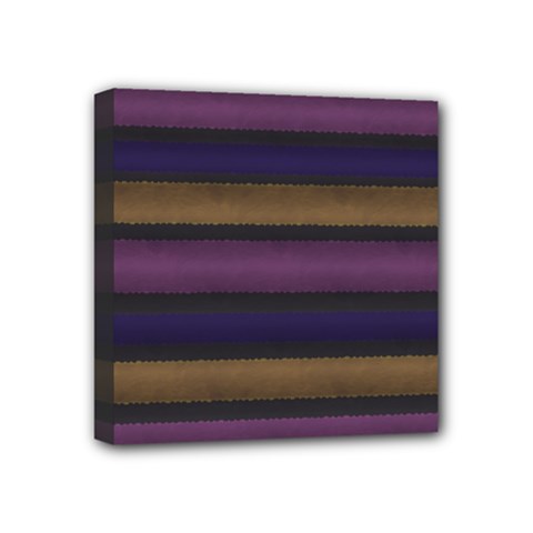 Stripes Pink Yellow Purple Grey Mini Canvas 4  X 4  (stretched) by BrightVibesDesign