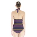 Stripes Pink Yellow Purple Grey Halter Swimsuit View2