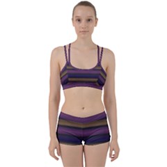 Stripes Pink Yellow Purple Grey Perfect Fit Gym Set by BrightVibesDesign