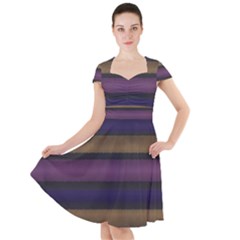 Stripes Pink Yellow Purple Grey Cap Sleeve Midi Dress