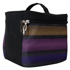 Stripes Pink Yellow Purple Grey Make Up Travel Bag (small)