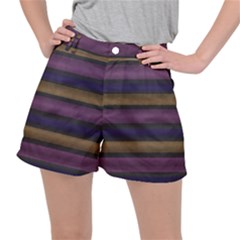 Stripes Pink Yellow Purple Grey Stretch Ripstop Shorts by BrightVibesDesign