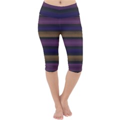 Stripes Pink Yellow Purple Grey Lightweight Velour Cropped Yoga Leggings