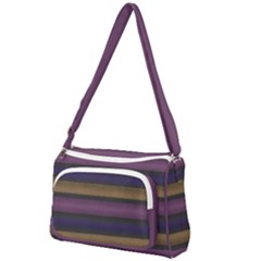 Stripes Pink Yellow Purple Grey Front Pocket Crossbody Bag