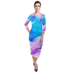 Download (1) Quarter Sleeve Midi Velour Bodycon Dress