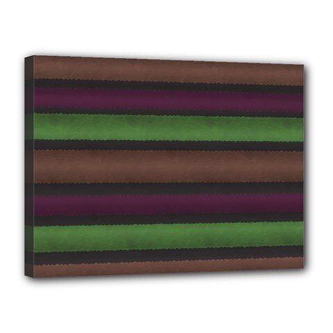 Stripes Green Brown Pink Grey Canvas 16  X 12  (stretched) by BrightVibesDesign