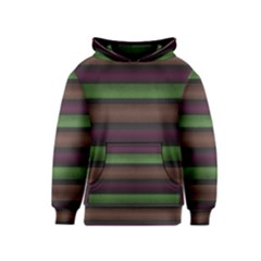 Stripes Green Brown Pink Grey Kids  Pullover Hoodie by BrightVibesDesign