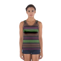 Stripes Green Brown Pink Grey Sport Tank Top 