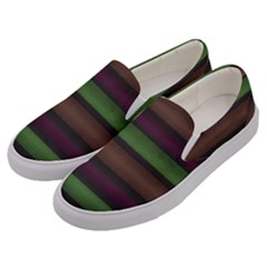 Stripes Green Brown Pink Grey Men s Canvas Slip Ons