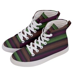 Stripes Green Brown Pink Grey Men s Hi-top Skate Sneakers