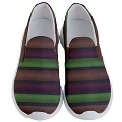 Stripes Green Brown Pink Grey Men s Lightweight Slip Ons by BrightVibesDesign