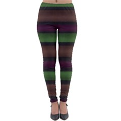 Stripes Green Brown Pink Grey Lightweight Velour Leggings