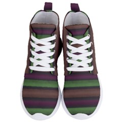 Stripes Green Brown Pink Grey Women s Lightweight High Top Sneakers