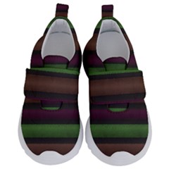 Stripes Green Brown Pink Grey Kids  Velcro No Lace Shoes by BrightVibesDesign