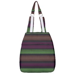 Stripes Green Brown Pink Grey Center Zip Backpack