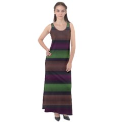 Stripes Green Brown Pink Grey Sleeveless Velour Maxi Dress by BrightVibesDesign