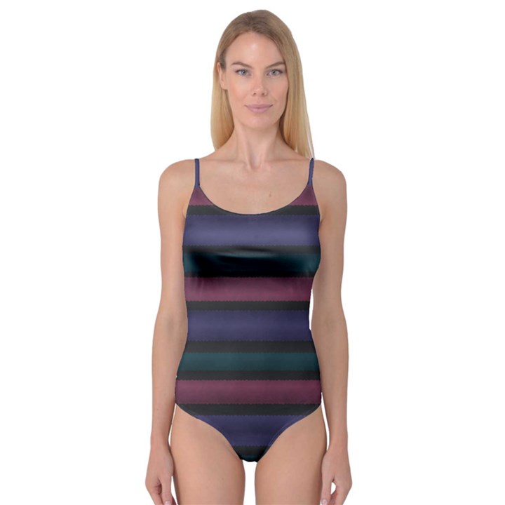 Stripes Pink Purple Teal Grey Camisole Leotard 