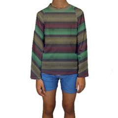 Stripes Green Red Yellow Grey Kids  Long Sleeve Swimwear by BrightVibesDesign