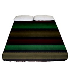 Stripes Green Red Yellow Grey Fitted Sheet (queen Size) by BrightVibesDesign