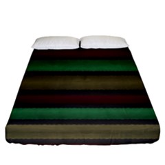 Stripes Green Red Yellow Grey Fitted Sheet (king Size) by BrightVibesDesign