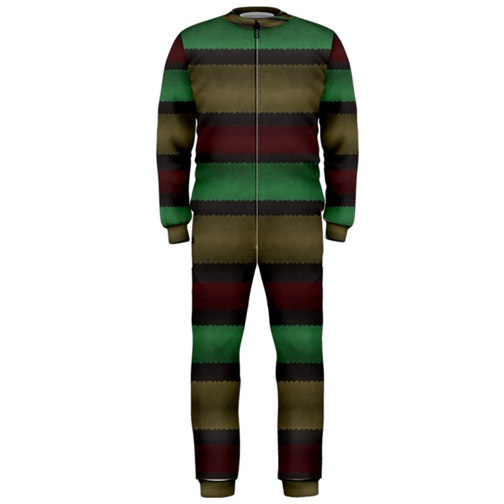 Stripes Green Red Yellow Grey OnePiece Jumpsuit (Men) 