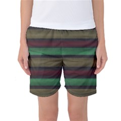 Stripes Green Red Yellow Grey Women s Basketball Shorts by BrightVibesDesign