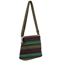 Stripes Green Red Yellow Grey Zipper Messenger Bag