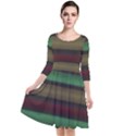 Stripes Green Red Yellow Grey Quarter Sleeve Waist Band Dress View1