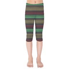 Stripes Green Red Yellow Grey Kids  Capri Leggings  by BrightVibesDesign