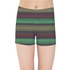 Stripes Green Red Yellow Grey Kids  Sports Shorts by BrightVibesDesign