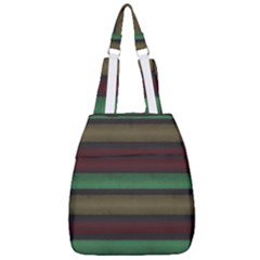 Stripes Green Red Yellow Grey Center Zip Backpack