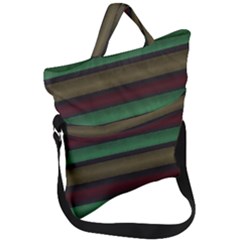 Stripes Green Red Yellow Grey Fold Over Handle Tote Bag