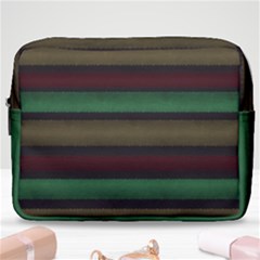 Stripes Green Red Yellow Grey Make Up Pouch (large)