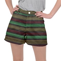 Stripes Green Red Yellow Grey Stretch Ripstop Shorts