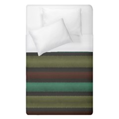 Stripes Green Yellow Brown Grey Duvet Cover (single Size) by BrightVibesDesign