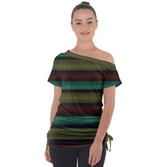 Stripes Green Yellow Brown Grey Tie-up Tee