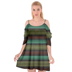 Stripes Green Yellow Brown Grey Cutout Spaghetti Strap Chiffon Dress by BrightVibesDesign