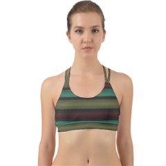 Stripes Green Yellow Brown Grey Back Web Sports Bra