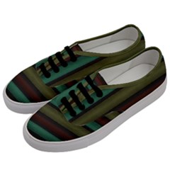 Stripes Green Yellow Brown Grey Men s Classic Low Top Sneakers by BrightVibesDesign