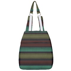 Stripes Green Yellow Brown Grey Center Zip Backpack